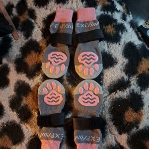 Pink and Gray Dog Paw Socks